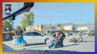 Motociclista resulta lesionado al chocar con automóvil en Las Brisas