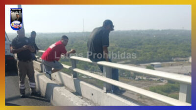 Rescatistas evitan que hombre se suicide aventándose del Puente Tampico