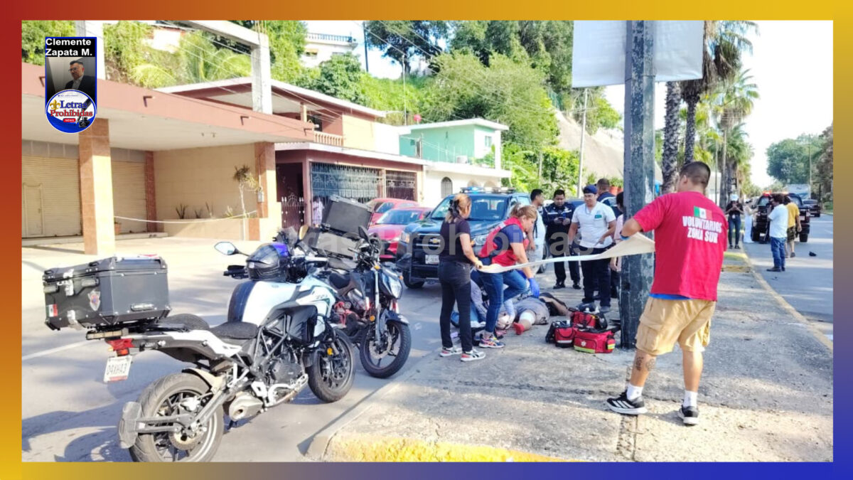 Derrape y choque de moto contra palmera deja 2 lesionados